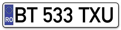 Placuta inmatriculare numar auto  BT-533-TXU, BT 533 TXU, BT533TXU