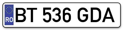 Placuta inmatriculare numar auto  BT-536-GDA, BT 536 GDA, BT536GDA