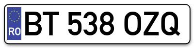 Placuta inmatriculare numar auto  BT-538-OZQ, BT 538 OZQ, BT538OZQ