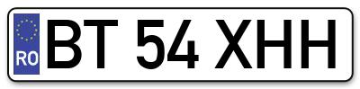 Placuta inmatriculare numar auto  BT-54-XHH, BT 54 XHH, BT54XHH