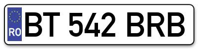 Placuta inmatriculare numar auto  BT-542-BRB, BT 542 BRB, BT542BRB