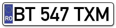 Placuta inmatriculare numar auto  BT-547-TXM, BT 547 TXM, BT547TXM