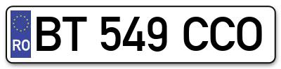 Placuta inmatriculare numar auto  BT-549-CCO, BT 549 CCO, BT549CCO