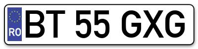 Placuta inmatriculare numar auto  BT-55-GXG, BT 55 GXG, BT55GXG