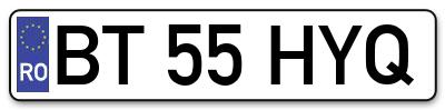 Placuta inmatriculare numar auto  BT-55-HYQ, BT 55 HYQ, BT55HYQ