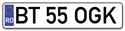 Placuta inmatriculare numar auto  BT-55-OGK, BT 55 OGK, BT55OGK