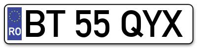 Placuta inmatriculare numar auto  BT-55-QYX, BT 55 QYX, BT55QYX