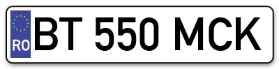 Placuta inmatriculare numar auto  BT-550-MCK, BT 550 MCK, BT550MCK