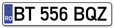 Placuta inmatriculare numar auto  BT-556-BQZ, BT 556 BQZ, BT556BQZ