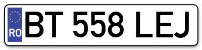 Placuta inmatriculare numar auto  BT-558-LEJ, BT 558 LEJ, BT558LEJ