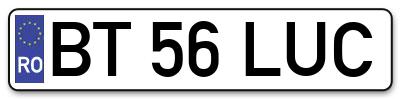 Placuta inmatriculare numar auto  BT-56-LUC, BT 56 LUC, BT56LUC