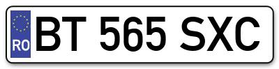 Placuta inmatriculare numar auto  BT-565-SXC, BT 565 SXC, BT565SXC