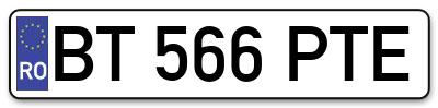 Placuta inmatriculare numar auto  BT-566-PTE, BT 566 PTE, BT566PTE