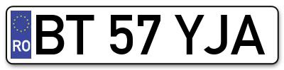 Placuta inmatriculare numar auto  BT-57-YJA, BT 57 YJA, BT57YJA
