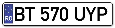 Placuta inmatriculare numar auto  BT-570-UYP, BT 570 UYP, BT570UYP