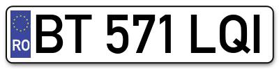 Placuta inmatriculare numar auto  BT-571-LQI, BT 571 LQI, BT571LQI