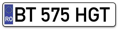 Placuta inmatriculare numar auto  BT-575-HGT, BT 575 HGT, BT575HGT