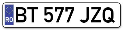 Placuta inmatriculare numar auto  BT-577-JZQ, BT 577 JZQ, BT577JZQ