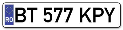 Placuta inmatriculare numar auto  BT-577-KPY, BT 577 KPY, BT577KPY