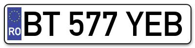 Placuta inmatriculare numar auto  BT-577-YEB, BT 577 YEB, BT577YEB
