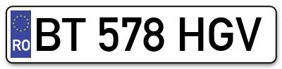 Placuta inmatriculare numar auto  BT-578-HGV, BT 578 HGV, BT578HGV