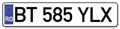 Placuta inmatriculare numar auto  BT-585-YLX, BT 585 YLX, BT585YLX