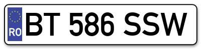 Placuta inmatriculare numar auto  BT-586-SSW, BT 586 SSW, BT586SSW