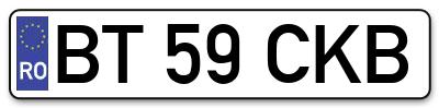 Placuta inmatriculare numar auto  BT-59-CKB, BT 59 CKB, BT59CKB