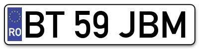 Placuta inmatriculare numar auto  BT-59-JBM, BT 59 JBM, BT59JBM