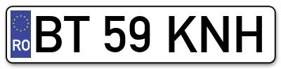Placuta inmatriculare numar auto  BT-59-KNH, BT 59 KNH, BT59KNH