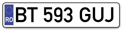 Placuta inmatriculare numar auto  BT-593-GUJ, BT 593 GUJ, BT593GUJ