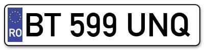 Placuta inmatriculare numar auto  BT-599-UNQ, BT 599 UNQ, BT599UNQ