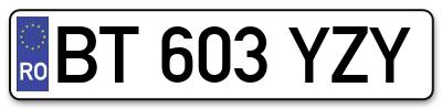 Placuta inmatriculare numar auto  BT-603-YZY, BT 603 YZY, BT603YZY