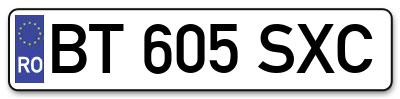 Placuta inmatriculare numar auto  BT-605-SXC, BT 605 SXC, BT605SXC