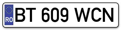 Placuta inmatriculare numar auto  BT-609-WCN, BT 609 WCN, BT609WCN
