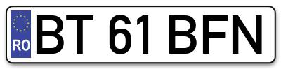Placuta inmatriculare numar auto  BT-61-BFN, BT 61 BFN, BT61BFN