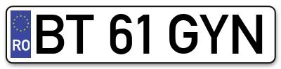 Placuta inmatriculare numar auto  BT-61-GYN, BT 61 GYN, BT61GYN