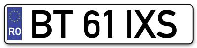 Placuta inmatriculare numar auto  BT-61-IXS, BT 61 IXS, BT61IXS