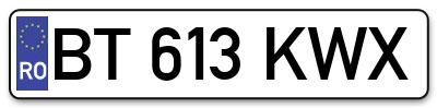 Placuta inmatriculare numar auto  BT-613-KWX, BT 613 KWX, BT613KWX