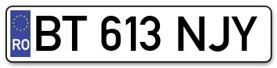 Placuta inmatriculare numar auto  BT-613-NJY, BT 613 NJY, BT613NJY