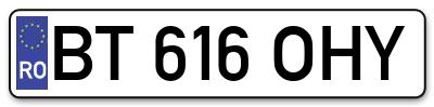 Placuta inmatriculare numar auto  BT-616-OHY, BT 616 OHY, BT616OHY