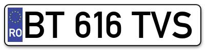 Placuta inmatriculare numar auto  BT-616-TVS, BT 616 TVS, BT616TVS