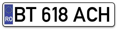 Placuta inmatriculare numar auto  BT-618-ACH, BT 618 ACH, BT618ACH