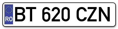 Placuta inmatriculare numar auto  BT-620-CZN, BT 620 CZN, BT620CZN