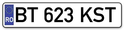 Placuta inmatriculare numar auto  BT-623-KST, BT 623 KST, BT623KST