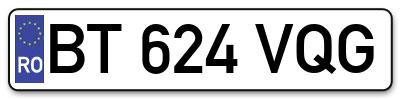 Placuta inmatriculare numar auto  BT-624-VQG, BT 624 VQG, BT624VQG