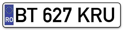 Placuta inmatriculare numar auto  BT-627-KRU, BT 627 KRU, BT627KRU