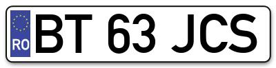Placuta inmatriculare numar auto  BT-63-JCS, BT 63 JCS, BT63JCS
