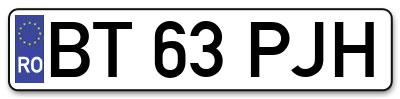 Placuta inmatriculare numar auto  BT-63-PJH, BT 63 PJH, BT63PJH