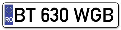 Placuta inmatriculare numar auto  BT-630-WGB, BT 630 WGB, BT630WGB